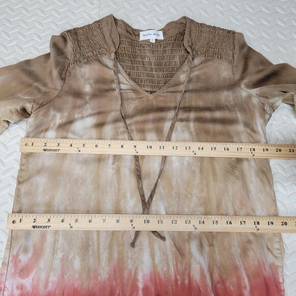 Bella Dahl Smoked Yoke Tunic Dress Flax Henna Ombre Size Small 100% Tencel - Picture 10 of 12